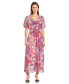 ფოტო #1 პროდუქტის Women's Printed Tie-Neck Puff-Sleeve Midi Dress