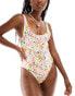 ASOS DESIGN scoop neck swimsuit with low back in scribble floral print Kritzelblumenprint, 38 - фото #1