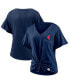 Фото #1 товара Women's Navy Boston Red Sox Sport Resort Script Washed Tie Front V-Neck T-shirt