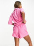 Фото #7 товара The Frolic bromine geo block towelling beach short co-ord in pink