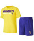 Men's Purple, Gold Minnesota Vikings Meter T-shirt and Shorts Sleep Set