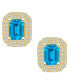 ფოტო #3 პროდუქტის Topaz (2-5/8 ct. t.w.) and Diamond (3/4 ct. t.w.) Halo Stud Earrings in 14K Yellow Gold