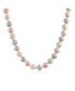 Classic Smooth 10MM Pale Pink White Grey Tri Multi Color Hand Knotted Simulated Pearl Strand Necklace For Women 18 Inches