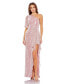 ფოტო #1 პროდუქტის Women's Sequined Flutter Sleeve One Shoulder Draped Gown