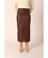 ფოტო #1 პროდუქტის Women's Faux Leather Midi Skirt With Slit