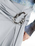 & Other Stories maxi skirt with drape side tie and buckle detail in light grey