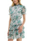 Фото #3 товара Juniors' Printed Puff-Sleeve Fit & Flare Dress