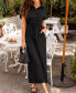 ფოტო #3 პროდუქტის Women's Black Collared Short Sleeve Front Button Coveralls