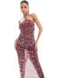 Фото #3 товара ASOS DESIGN halter neck sequin midi dress in burgundy