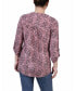 ფოტო #3 პროდუქტის Petite 3/4 Roll Tab Sleeve Printed Pintuck Top