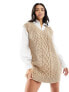 River Island Petite hybrid jumper dress in beige