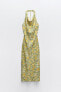 Фото #4 товара Платье из ткани с принтом с горловиной халтер ZARA