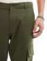 Фото #5 товара ONLY & SONS linen mix tapered cargo trouser in khaki