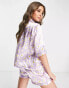 Night satin daisy short pyjama set in lilac