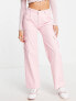 Daisy Street wide leg low rise Y2K cargo trousers in baby pink