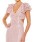 Women's Sequined Ruffled Cut Out Lace Up Gown