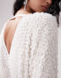Фото #8 товара ASOS DESIGN batwing embellished drip bead wrap mini dress in white