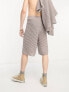 COLLUSION crochet longline shorts in grey co-ord