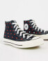 Converse Chuck 70 Hi trainers in black with lip embroidery