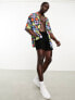 ASOS DESIGN oversized revere longline bowling shirt in bright floral print