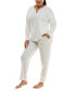 Фото #16 товара Women's 2-Pc. Velour Henley Pajamas Set
