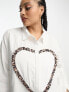 Never Fully Dressed Plus heart frill shirt in white