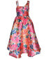 ფოტო #3 პროდუქტის Big Girls Floral-Print Double-High-Low Dress