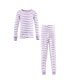Big Girls Cotton Pajama Set, Lilac Stripe