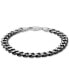 Men's Curb Link Chain Bracelet in Sterling Silver & Black Ruthenium-Plate