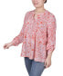 ფოტო #3 პროდუქტის Petite Long Roll Tab Sleeve Pintuck Front Blouse