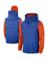 Фото #4 товара Men's Royal, Orange Florida Gators Sideline Player Quarter-Zip Hoodie Jacket