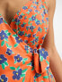 Wednesday's Girl wrap detail floral print cami midi dress in orange