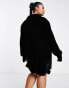 ASOS DESIGN Curve slouchy shirt mini dress in black velvet