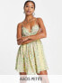 ASOS DESIGN Petite lace trim button through cami sundress in ditsy floral print