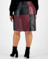Фото #2 товара Plus Size Colorblocked Faux-Leather Skirt, Created for Macy's