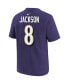 ფოტო #3 პროდუქტის Toddler Boys and Girls Lamar Jackson Purple Baltimore Ravens Player Name and Number T-shirt