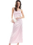 Vero Moda satin cami babydoll maxi dress with cut out back in pink