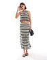 Фото #1 товара Object crochet midi skirt co-ord in mono stripe