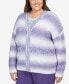 Plus Size Point of View Ombre Cardigan with Flower Buttons Sweater