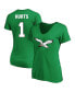 Фото #1 товара Women's Jalen Hurts Kelly Green Philadelphia Eagles Plus Size Throwback Player Name and Number V-Neck T-shirt