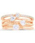 Multi Cut Cubic Zirconia Stacked Ring (1 3/4 ct. t.w.) in 14 Karat Rose Gold Over Sterling Silver Set, 4 Piece