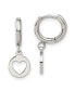 Stainless Steel Polished Cut Out Heart Dangle Hoop Earrings