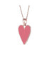 Children's 14k Gold Plated with Rich Magenta Enamel Elongated Heart Pendant Necklace