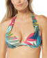 ფოტო #1 პროდუქტის Women's Contours Cameo Tropical-Print Halter-Style Push-Up Bikini Top