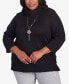 Фото #1 товара Plus Size Drama Queen Solid Cowl Neck Top with Necklace
