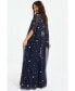 Women's Beaded 2-In-1 Cape And Evening Dress