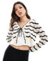 Фото #1 товара Miss Selfridge crochet stripe tie front cardigan