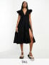 Фото #1 товара Vero Moda Tall frill sleeve midi dress in black