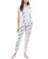 ფოტო #4 პროდუქტის Women's Lush Luxe T-Shirt & Jogger Pants Sleep Set