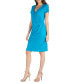 ფოტო #3 პროდუქტის Faux Wrap over Dress with Cap Sleeves